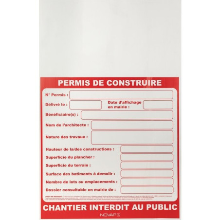 Panneaux permis de construire Novap - 1200 x 800 mm