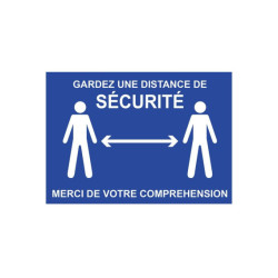 Panneau Garder une distance de sécurité - Bleu - Rigide A4