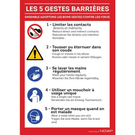 Panneau Les gestes barrières - Rigide