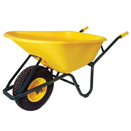 BROUETTE HERCULE 100 LITRES POLYPROPYLENE JAUNE ROUE GONFLEE