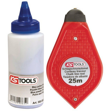 CORDEAU DE TRACAGE 25 METRES + POT 150 GR POUDRE BLEUE KS TOOLS