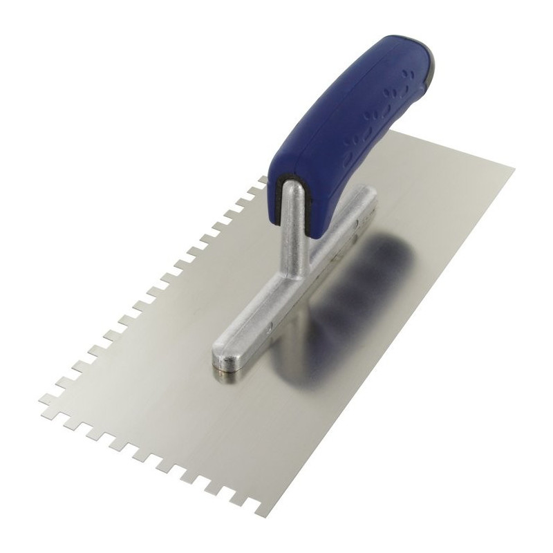 Intonacatore a lama in acciaio inox a due lati dentati di Outibat - 6 x 6 denti - Dimensioni 280 x 120 mm