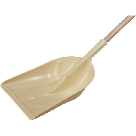 ELFENBEIN-KUNSTSTOFFSCHAUFEL 35 CM HOLZGRIFF 120 CM