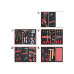Composition outils 5 tiroirs pour servante 198 pièces