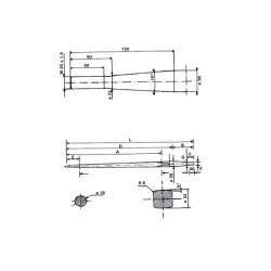 DENTE DELLA FORCELLA Ø36 LG 800 M22X1.5 CL PROFILO QUADRATO