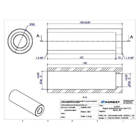 ADAPTADOR RING Ø35/25 LG150