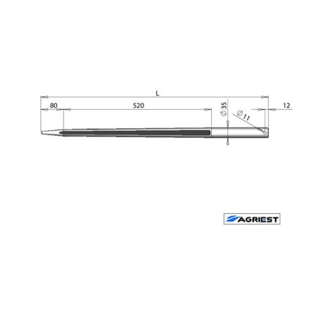 VORK-TAND Ø35 LG 1150 GEBOORD Ø11 TYPE E