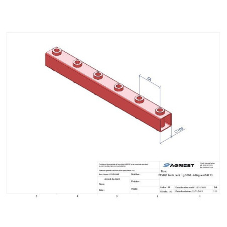 PORTADENTI LG 1000 6 BORSE Ø42CL C100X100X5