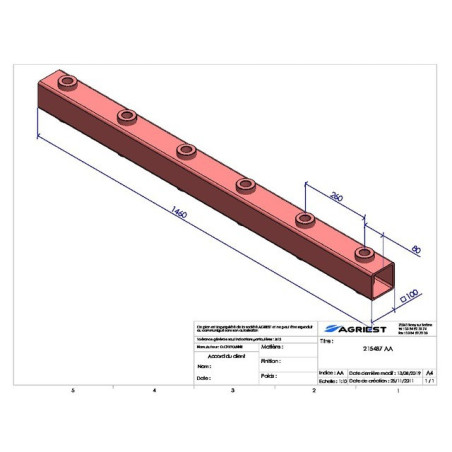 PORTADENTI LG 1460 6 BORSE Ø42 CL C 100X100X5
