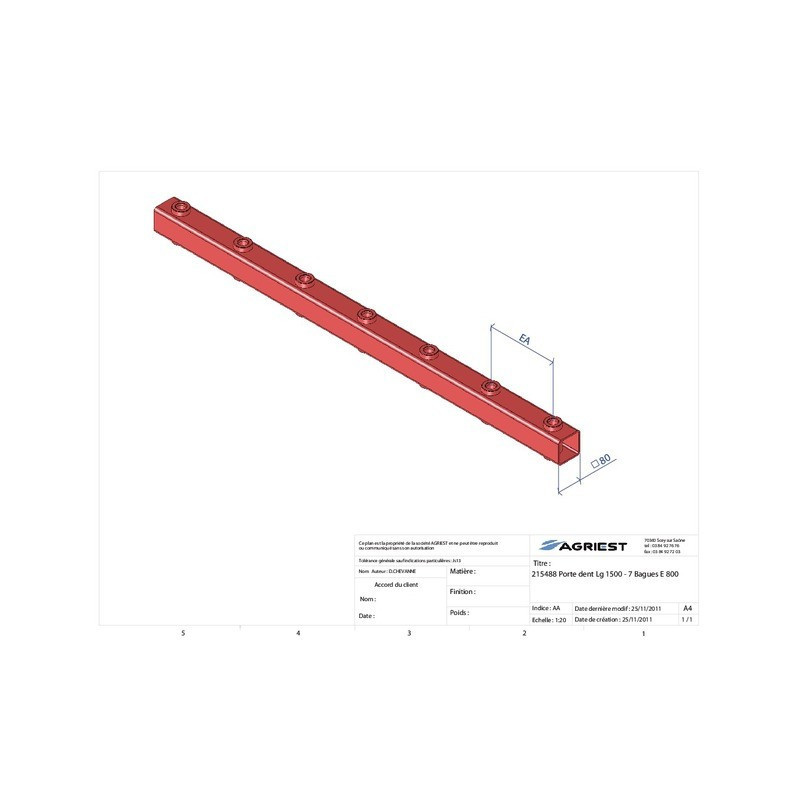 PORTADENTI LG 1500 7 BAG E800 C 80X80X5