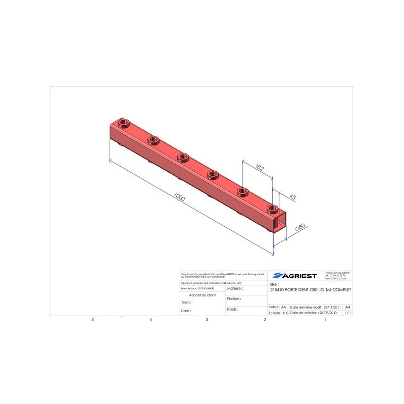 TINE HOLDER LG 1000 6 BAG E800 C 80X80X5 TYPE FAU-AGRAM 1200