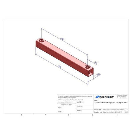 TINE-HALTER LG 780 2-TASCHE E800 C 80X80X5