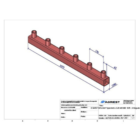 PORTADENTES LG 1070 6 BAG CYL C 80X80X5 TYPE M MX 260