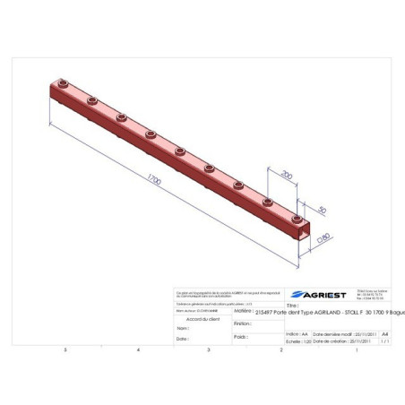 TINE HOUDER LG 1700 9 BAG E 800 C 80X80X5 TYPE E AG-STO F 30