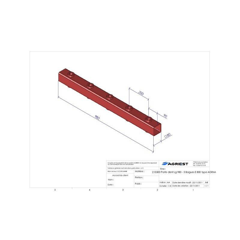 ZAHNHALTER LG 980 5 BEUTEL E800 C 80X80X5 TYP A AGRAMM
