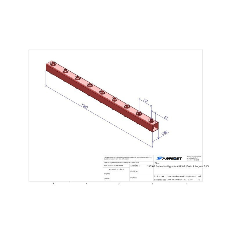TINE-HALTER LG 1360 9 BEUTEL E800 C 80X80X5 TYP MANIP 85