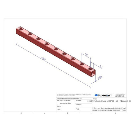 PORTADENTI LG 1360 9 BORSE E800 C 80X80X5 TIPO MANIP 85