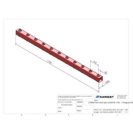 PORTADENTI LG 1730 11 BORSE E800 C 80X80X5 TIPO E MANIP 85
