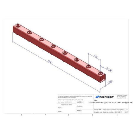 TINE HOLDER LG 1300 8 BAG E800 C 80X80X5 TYP QUICK 930