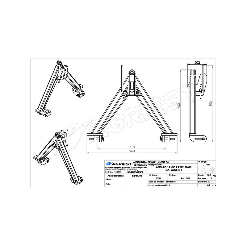ATTELAGE AUTO PARTIE MALE CAT 1