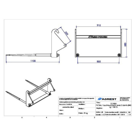 PIC'BAL FAUCHEUX BLANC CON 2 DENTI 42X1100 C CL