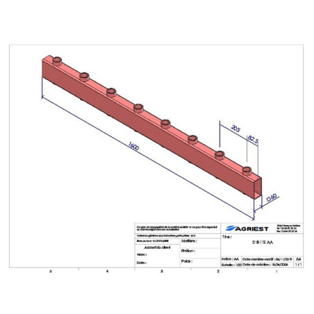 TINE HOLDER LG 1600 8 BAG CYL C120X60X6