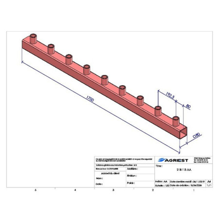 TINE HOLDER LG 1700 9 ZAKKEN CIL C80X80X5