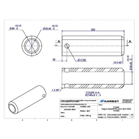RINGADAPTER Ø50 GEBOHRT Ø17.5 LG2