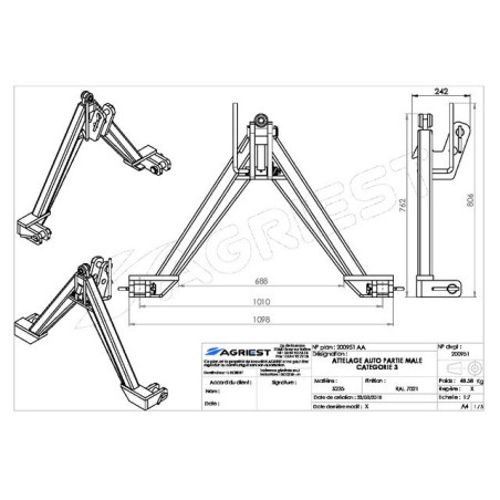 PARTE MASCHIO CON GANCIO AUTOMATICO CAT 3