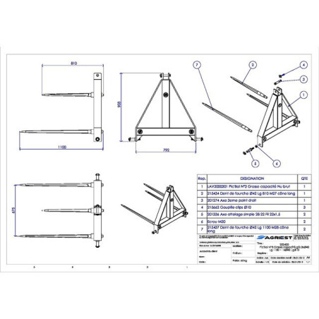 PIC'BAL NR. 3 GROSSKAPAZITÄT GRAU 2 X Ø42 1100 +1 X Ø42 810