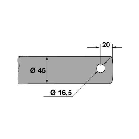GABELZAHN Ø45 LG 1000 GEPIERCET Ø17 SDT