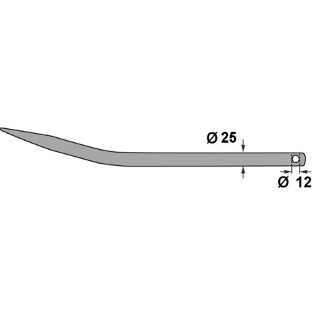 Ø25 LG 550 GEBOGEN VORKTAND GEBOORD Ø12