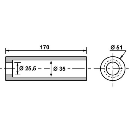 ADATTATORE RING Ø35/25 LG170 TIPO MX