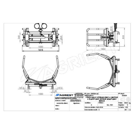 LIMITADOR AV CON ABRAZADERA HIDRÁULICA DE BOLA MERLO + VÁLVULA R + VÁLVULA