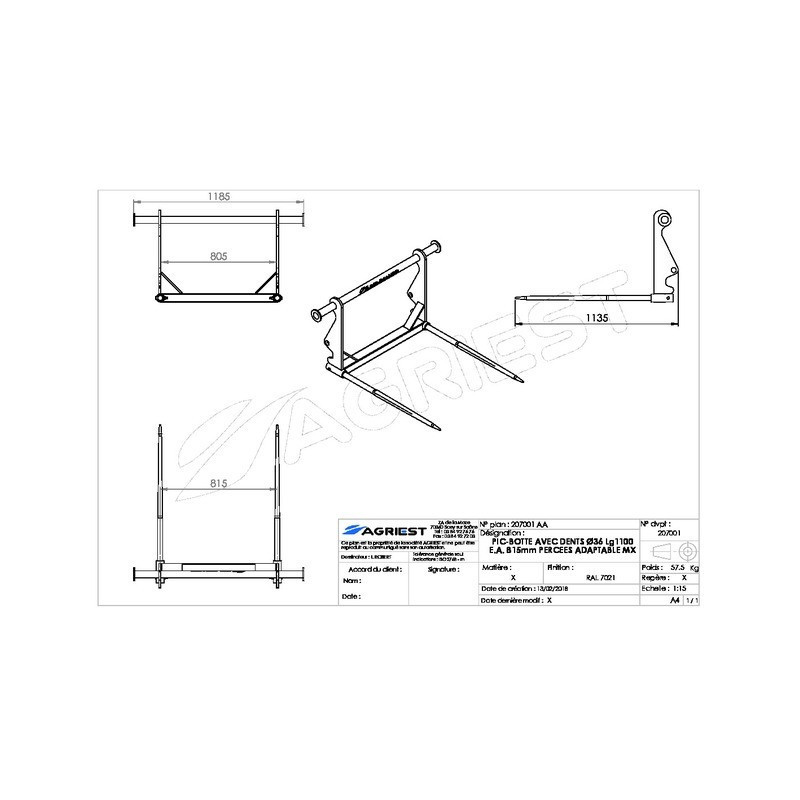 PIC'BAL MX MET 2 TANDEN 1100X36 GRIJZE BORING