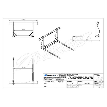 PIC'BAL MX CON 2 PUNTE DI DIAMETRO GRIGIO 1100X36