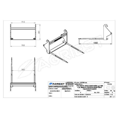 PIC'BAL FAUCHEUX BLANCO CON 2 TAPAS 36X1100 P PERFORADAS