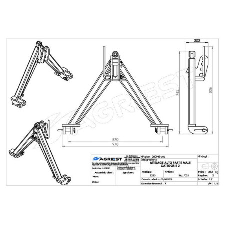 PARTE MACHO DE ENGANCHE AUTOMÁTICO CAT 2