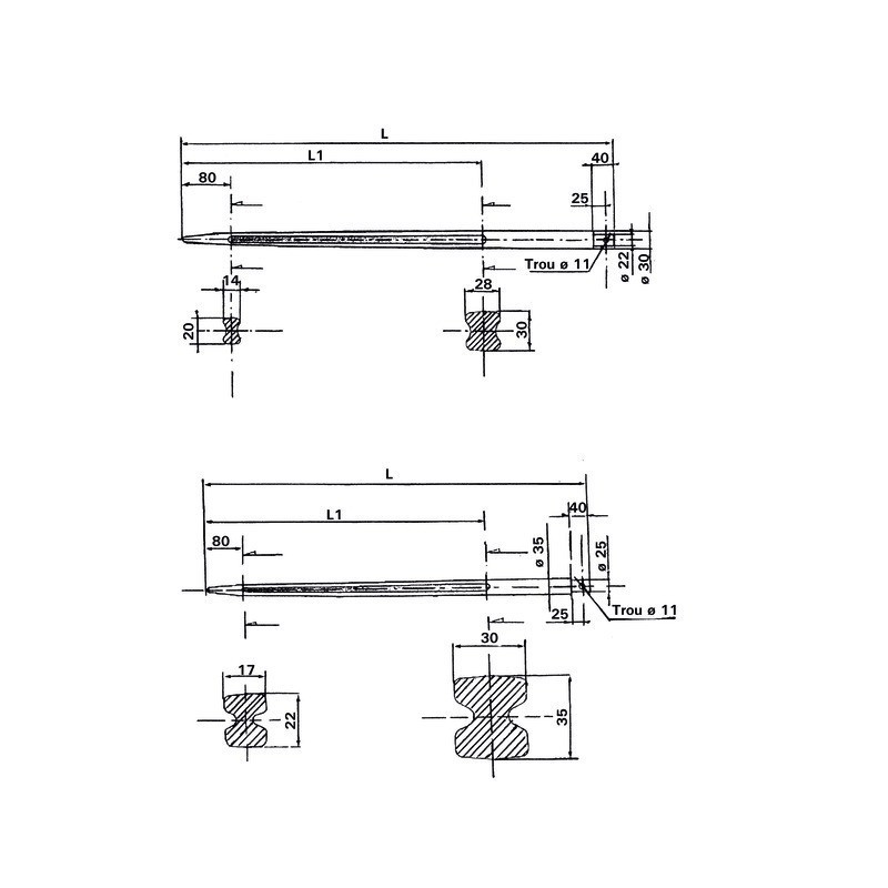 VORKTAND Ø35/22 LG 820 BORING Ø11 PROF