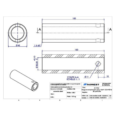 ADATTATORE RING Ø30 BREAKTHROUGH Ø11 LG150