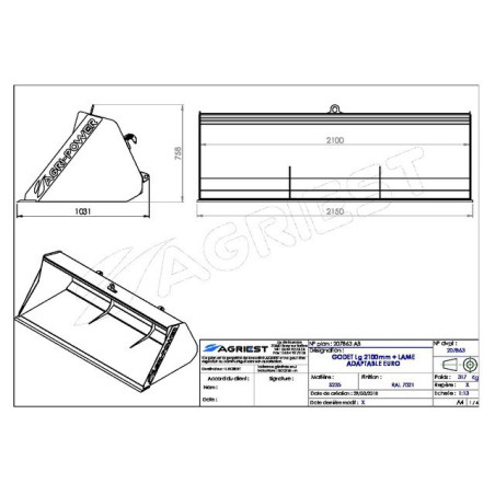 CUBO DELANTERO AP-GF CON CUCHILLA LG2100 M EURO