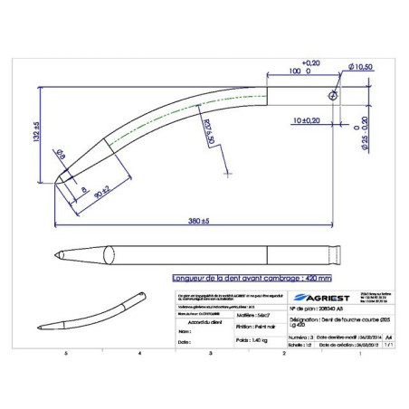 VORKTAND Ø25 LG 420 GEBOGEN SP KLAUW, ALLEMAAL