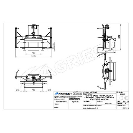 KLAUWBOL HYDRAU 6 DTS MANITOU FLEX+KOPPEL++LIMIET+KLEP