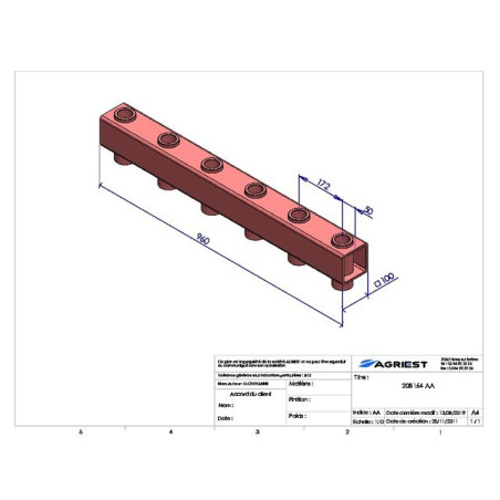 PORTADENTI LG 960 6 BORSE Ø42 CON DIAMETRO C100X100