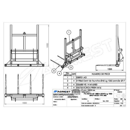 AP 1800 4-TANDS LAARSPLECTER Ø45 LG 1055 GEBOORDE MX