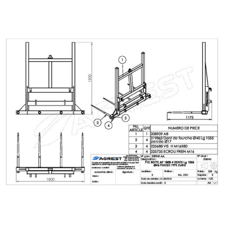 PEAK BOOT AP 1800 4 DENTI Ø45 LG 1055 EURO BORE