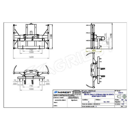 GRIFFE BALL HYDRAU 8 DTS EURO FLEX+COUPLE