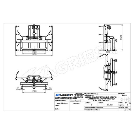 HYDRAU 8 DTS MERLO FLEX BALL CLAW + PAR + LI IMITACIÓN + VÁLVULA