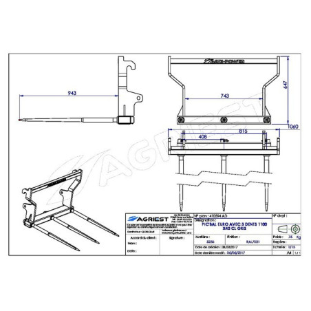 PIC'BAL EURO MET 3 TANDEN 1100X40 GRIJZE GEPERCEERDE S