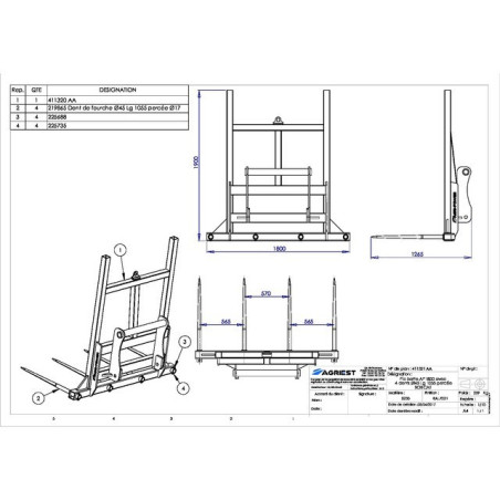 PEAK BOOT AP 1800 4 DENTI Ø45 LG 1055 BOBCAT PERFORATO